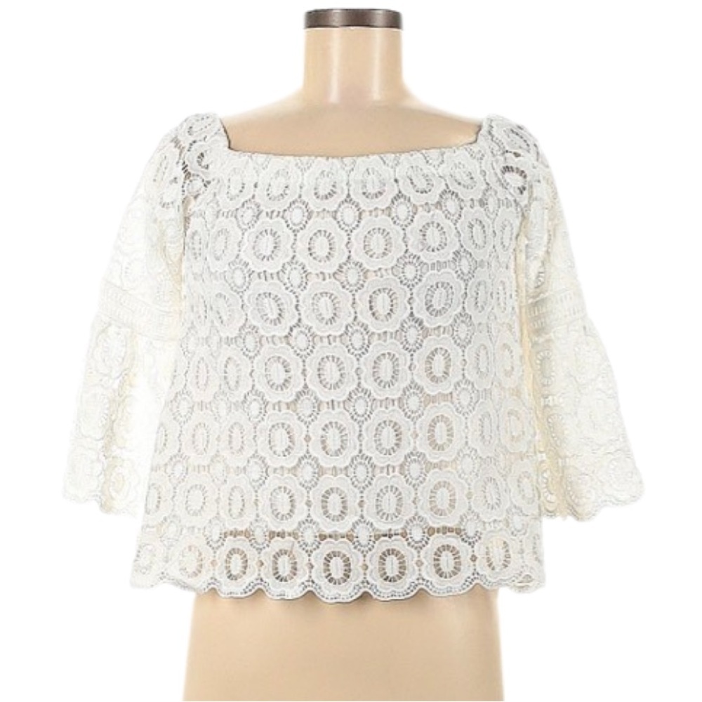 Lulus Good Day White Crochet Off The Shoulder Top - Picture 2 of 6